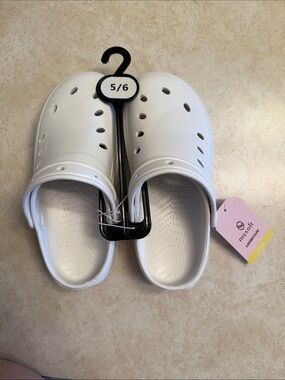 White Slip-On Mules with Heel Strap - Women's 5/6